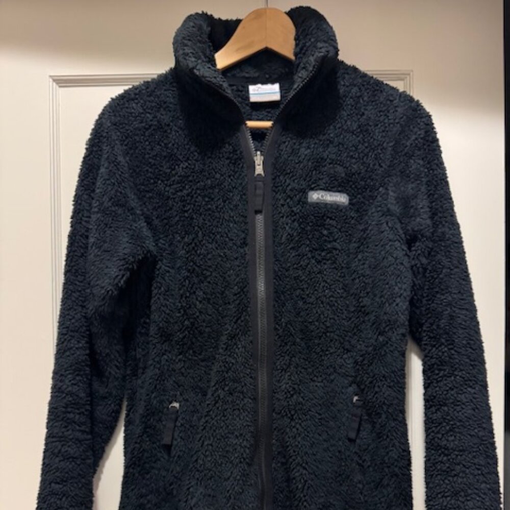 Columbia Fleece Sherpa Jacket Full Zip Black Soft Cozy Outdoor Womens -  XS